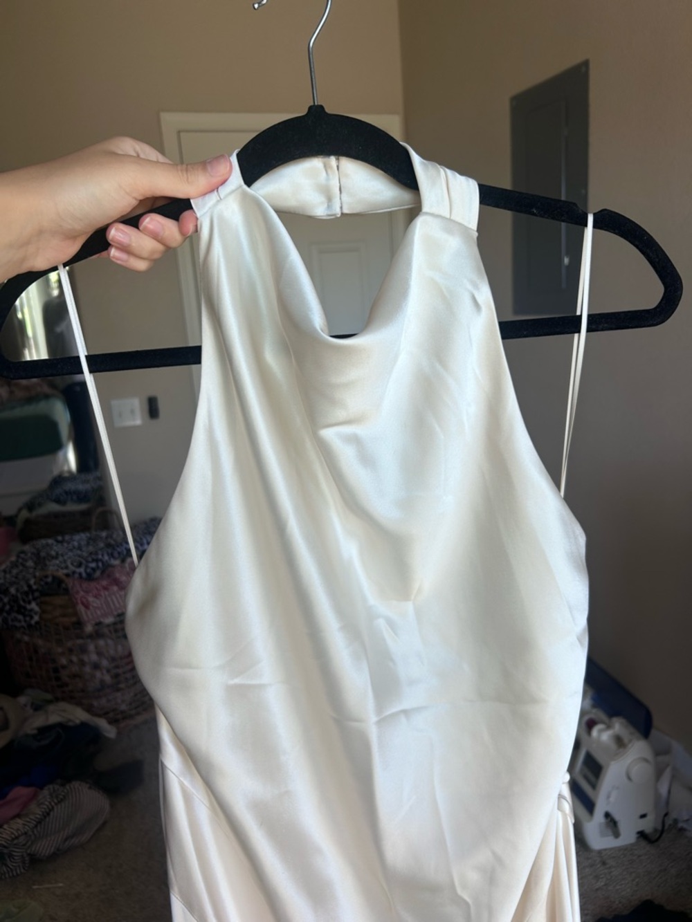 Reformation Cream Satin Halter Wedding Dress - Picture 5 of 8